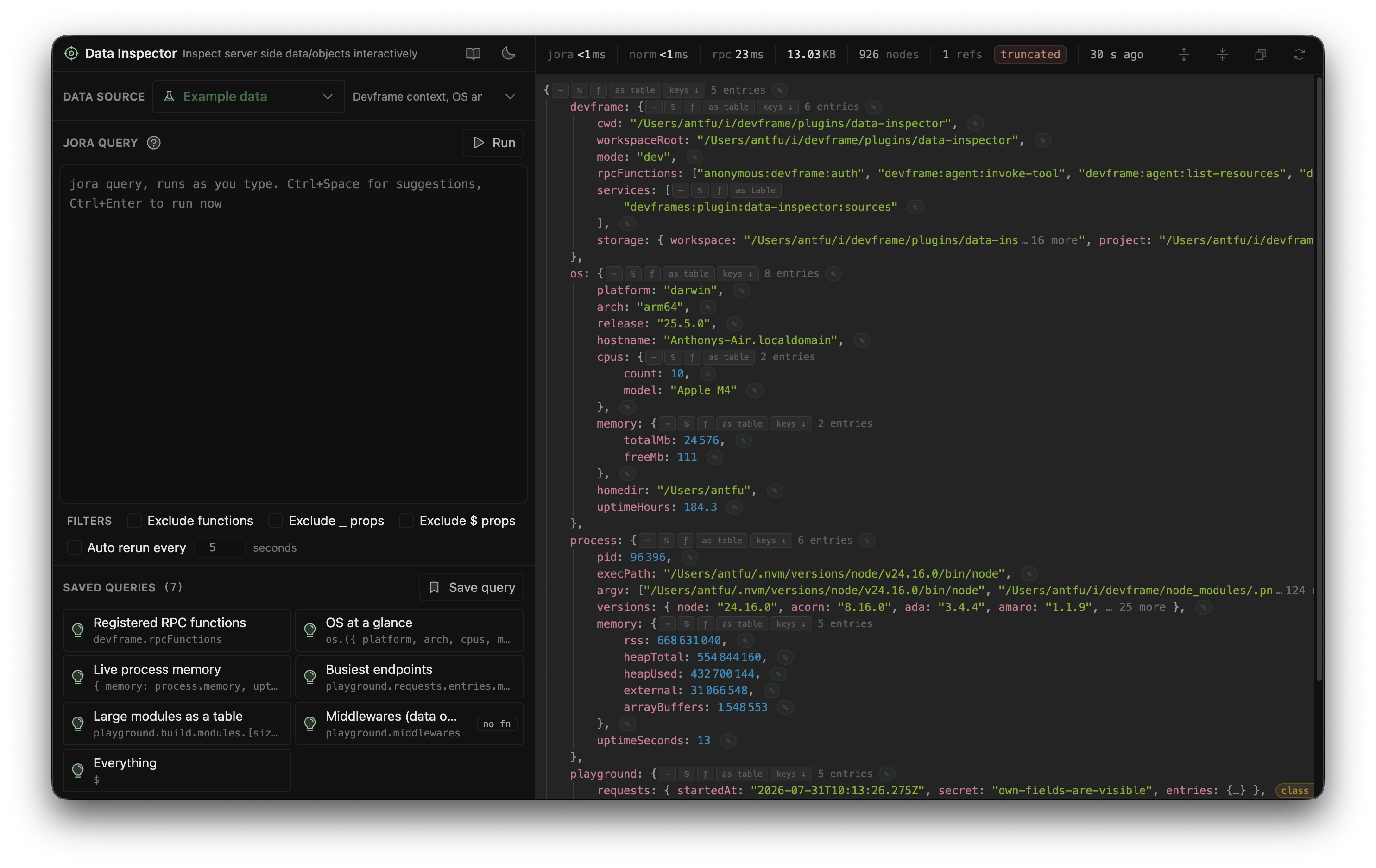 Data Inspector screenshot